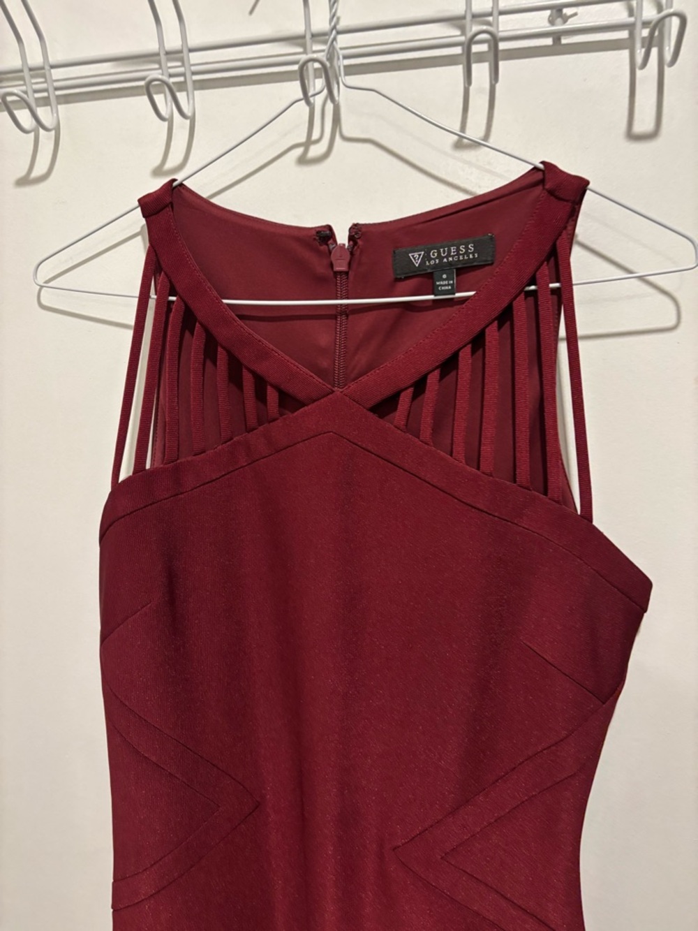 GUESS Wine Red Strappy Midi Sheath Dress - Picture 3 of 6